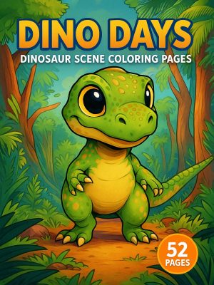Dino Days – 52 Dinosaur Scene Coloring Pages